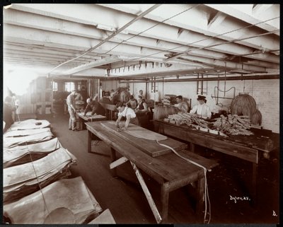Vista interior de la New York Leather Belting Co., Nueva York, 1906 de Byron Company